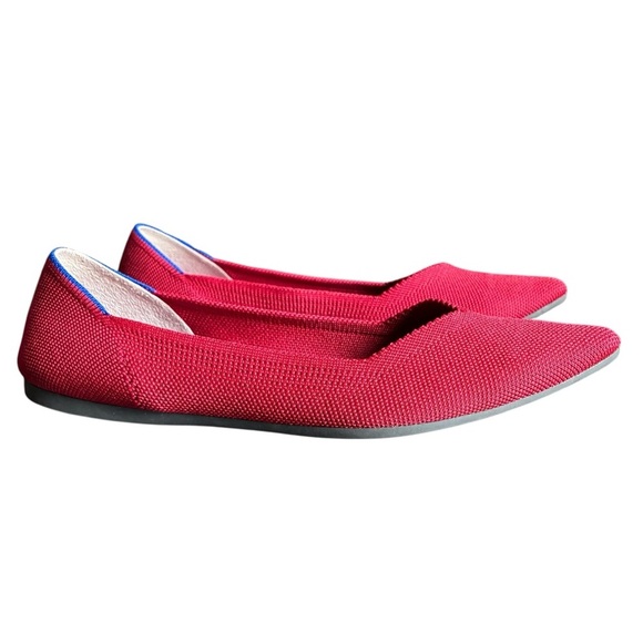 Rothy's Women's Red Pointed Toe Knit Ballet Flats Size 9 - Picture 3 of 11